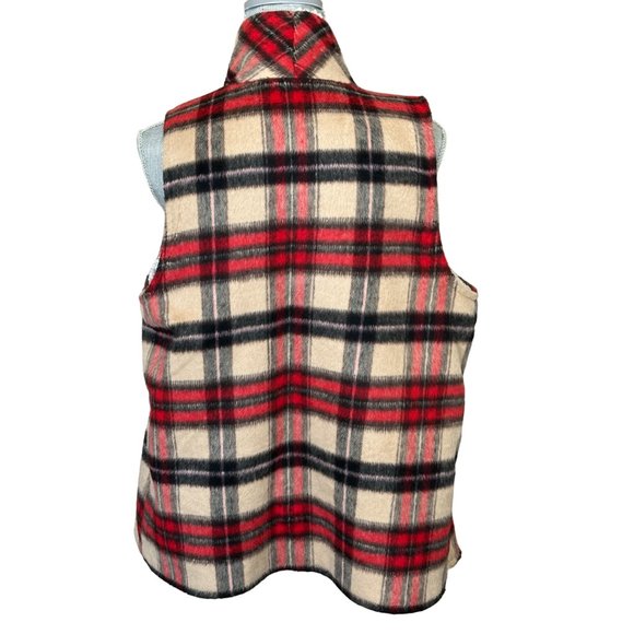Maurices Wool Blend Open Vest - Size Large - Plaid Fleece Lined - Picture 3 of 10